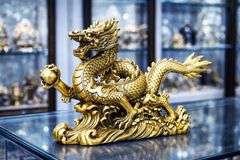 Brass Chinese Feng Shui Dragon Statue for Wealth and Success
