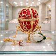 Gold Plated Fabergé-Style Trinket Box with Crystal Accents