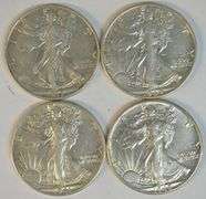 4 Nice upper end different Walking Liberty Half Dollars 1937 to 1942
