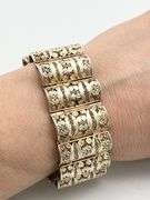 Vintage 925 Sterling Silver Wide Filigree Pathern Bracelet
