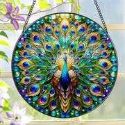 Peacock Stained Glass Suncatcher