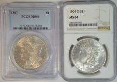 Near Gem BU 1887 (PCGS) and 1904-O (NGC) Morgans in MS64