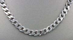 925 Sterling silver 8mm flat curb link chain necklace