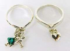 2 Sterling Silver Pinkie Charm Rings