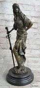 Persian Princess With Sword Bronze Sculpture on Marble Base Figurine