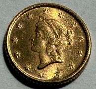 1850 Gem Unc $1 US Gold