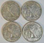 4 Nice upper end different Walking Liberty Half Dollars 1937 to 1942