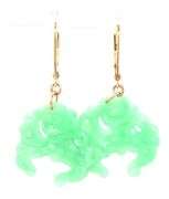 14kt Yellow gold Green Jade dangle earrings