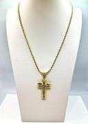 Amazing 14 Kt Yellow Gold Plated Sparkling Cross Pendant Necklacee