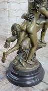 Nude Erotic Nymph with Satyr Bronze Sculpture