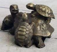 Turtle Family Bronze Figurine
