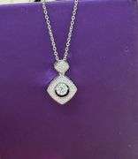 Beautiful daily wear center Moissanite dancing pendant in Sterling silver