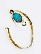 925 Sterling Silver Mexico Navajo-Style Handmade Natural Turquoise Center Cuff Bracelet