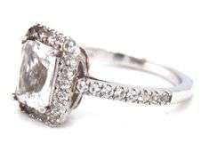 925 Sterling silver Emerald cut cubic zirconia ring