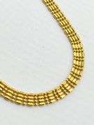 14KT Yellow Gold Handmade Textured Bricklay Link Pattern Necklace