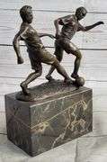 Two Soccer Player Bronze Sculpture