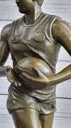 Hot Cast Rugged Rugby Player Bronze Sculpture Marble Base Statue Figure