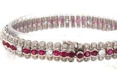 18kt White gold 4.25ct ruby and 3.3ctw diamond bracelet
