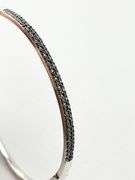 925 Sterling Silver Two Row Pave Of Black Crystal On Top Bangle