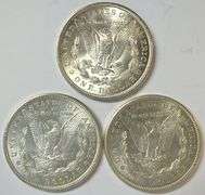 Lustrous 1921 P-D-S Morgan Silver Dollars