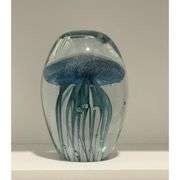 Hand Blown Glass Jellyfish Paperweight Glow in the Dark