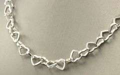 925 Sterling silver heart shaped link chain necklace