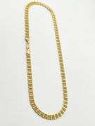 14KT Yellow Gold Handmade Textured Bricklay Link Pattern Necklace