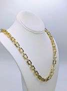 Huge Yellow Gold Plated Rolo Box  Chain Link Necklace