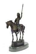Native American on Horse with Spear Bronze Sculpture