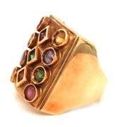 Nicely Designed 14K YG Ring with Colored Stones