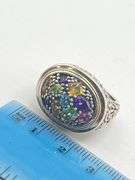925 Sterling Silver EFFY Balisssima Multi Gemstone And Ornate 18KT Yello Gold Accent Ring