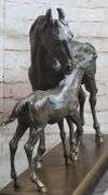 Mare And Foal Horse Bronze Sculpture
