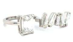 2.08ct Lab grown diamond in baguette natural diamond setting