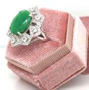 Adorable 9.50CTW Oval Faceted Emerald & 2.30CTW White Sapphire Ring in Sterling Silver