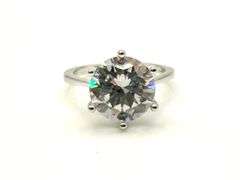 Ladies White Gold Sparkling Near Flawless Ice White CZ Solitaire Ring