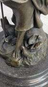 Sexy Maiden Holding Rose Flower in Garden Bronze Sculpture
