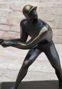 Mid Century Baseball Player Bronze Sculpture