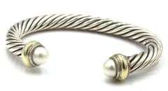 David Yurman classic cable pearl cuff bangle bracelet