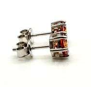 Dazzling White Gold Plate 2 Ctw Simulated Padpaparacha Sapphire Earrings