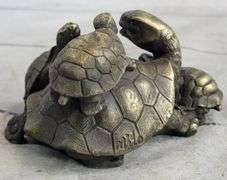 Turtle Family Bronze Figurine