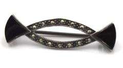 Vintage 925 sterling silver lot of 2 Marcasite brooches