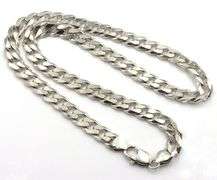 925 Sterling silver 8mm flat curb link chain necklace