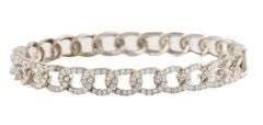 1.45ctw Diamond Curb Link Bangle Bracelet in 18K
