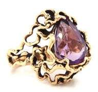 Bold Brutalist 14K YG Amethyst Ring