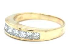 14kt Yellow gold 1ctw princess cut channel set dome band