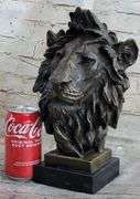 African Lion Bust Wildlife Bronze Sculpture
