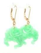 14kt Yellow gold Green Jade dangle earrings