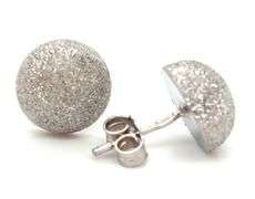 18kt White gold 10mm laser finish dome earrings