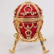 Gold Plated Fabergé-Style Trinket Box with Crystal Accents