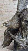 Indian Native Chief Eagle Bust Sculpture on Marble Base Statue